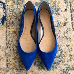 Blue suede Sam Edelman pointy toe flats